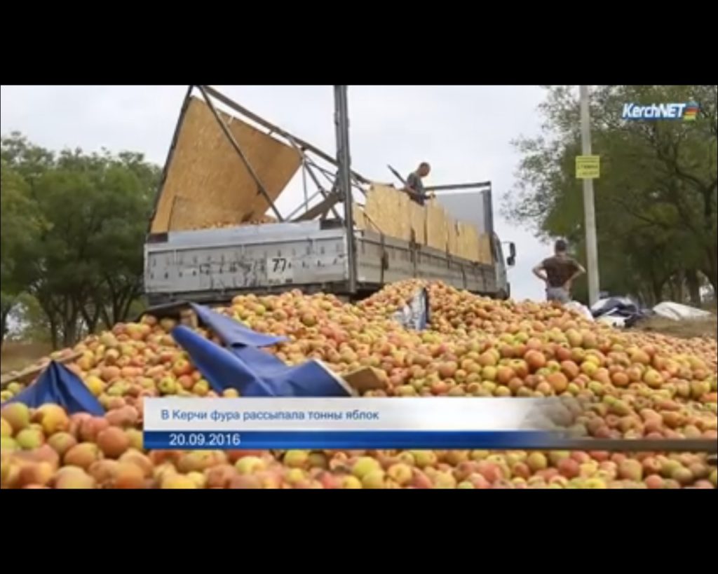 "Сволочь отдай, это ведро я напиз*ил" - в Крыму перекинулась фура с яблоками, местные устроили массовую потасовку (ВИДЕО)