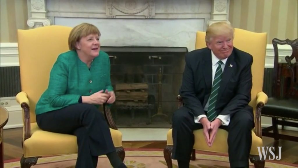 СКАНДАЛ! Трамп отказался пожать руку Меркель на их первой официальной встрече (ВИДЕО)