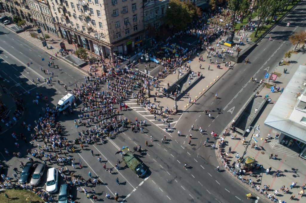 Как прошел "Марш защитников Украины" в Киеве (ФОТО с высоты птичьего полета)