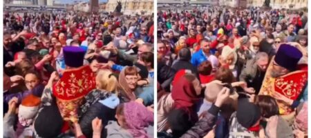"Дикуни": росіяни влаштували великодню "битву" за безкоштовні яйця (відео)