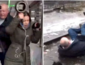 "Карма в прямом эфире": в Киеве мужчина мешал съемке сюжета о гололедице, но поскользнулся и упал в лужу — ВИДЕО