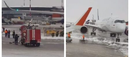 В РФ самолет перевернул поливальную машину посреди аэродрома