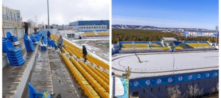 У росії демонтують трибуни на стадіоні через схожість із українським прапором (фото)